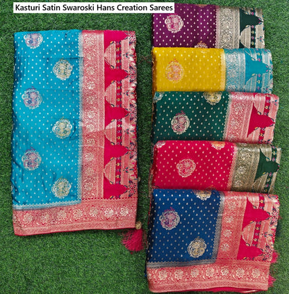 Kasturi Satin Swaroski Hans Creation Sarees Wholesaler India