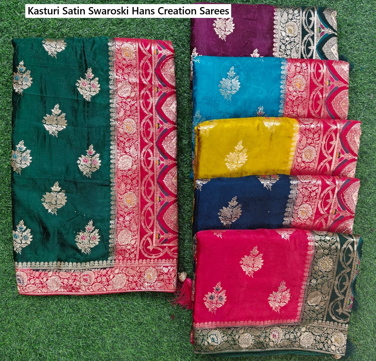 Kasturi Satin Swaroski Hans Creation Sarees Wholesaler India