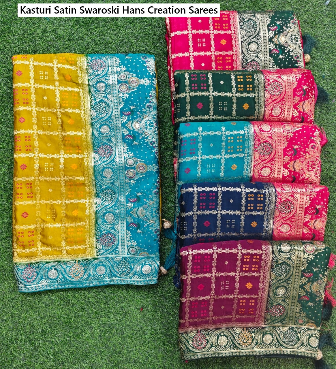 Kasturi Satin Swaroski Hans Creation Sarees Wholesaler India