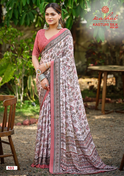 Kasturi Silk Vol 1 Kashvi Creation Sarees Wholesaler Ahmedabad