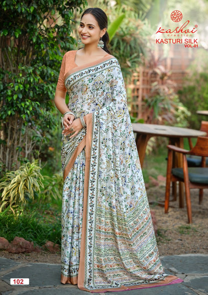 Kasturi Silk Vol 1 Kashvi Creation Sarees Wholesaler Ahmedabad