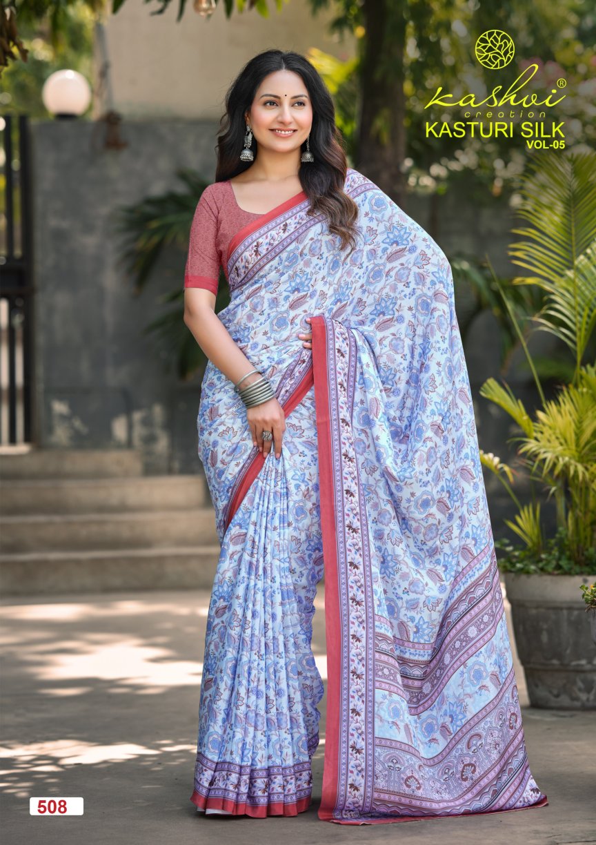 Kasturi Silk Vol 5 Kashvi Creation Sarees Supplier Ahmedabad