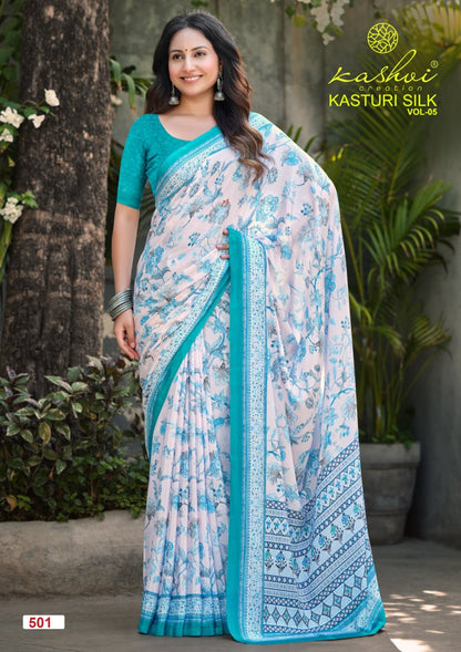 Kasturi Silk Vol 5 Kashvi Creation Sarees Supplier Ahmedabad