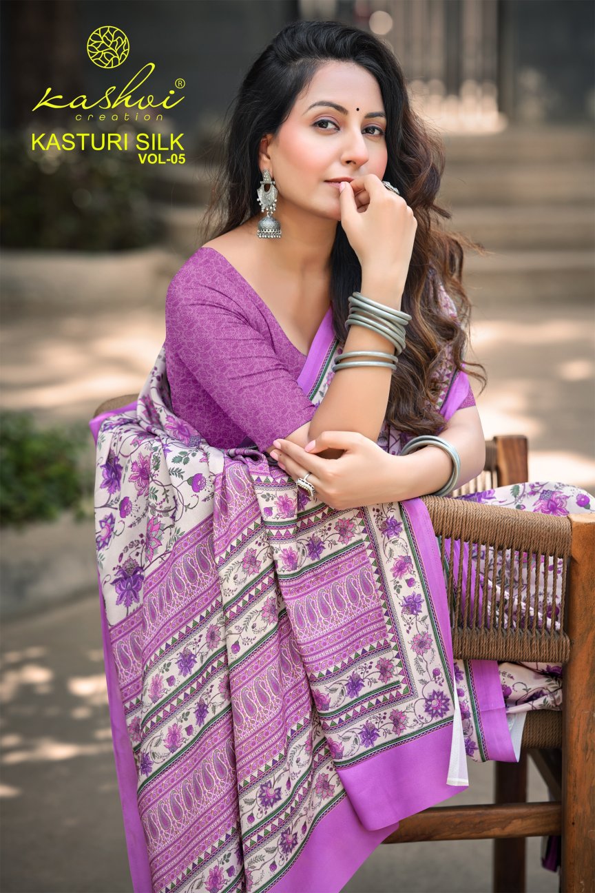 Kasturi Silk Vol 5 Kashvi Creation Sarees Supplier Ahmedabad