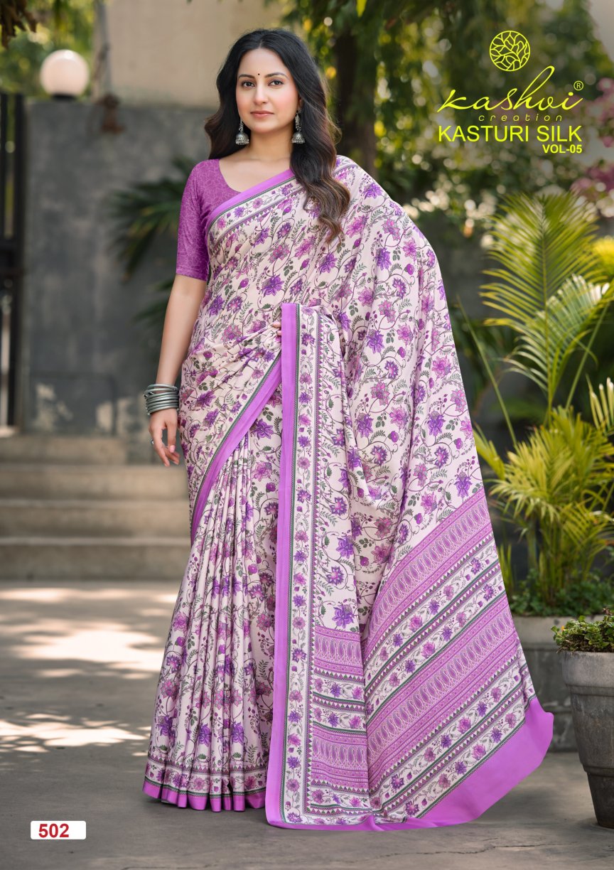 Kasturi Silk Vol 5 Kashvi Creation Sarees Supplier Ahmedabad