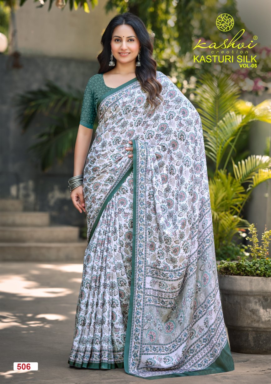 Kasturi Silk Vol 5 Kashvi Creation Sarees Supplier Ahmedabad