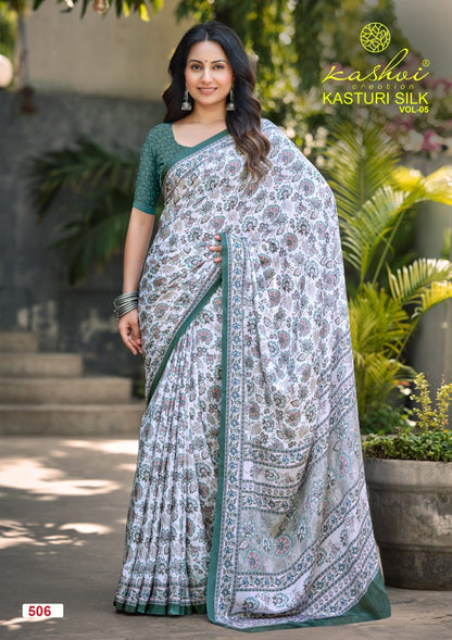 Kasturi Silk Vol 5 Kashvi Creation Sarees Supplier Ahmedabad