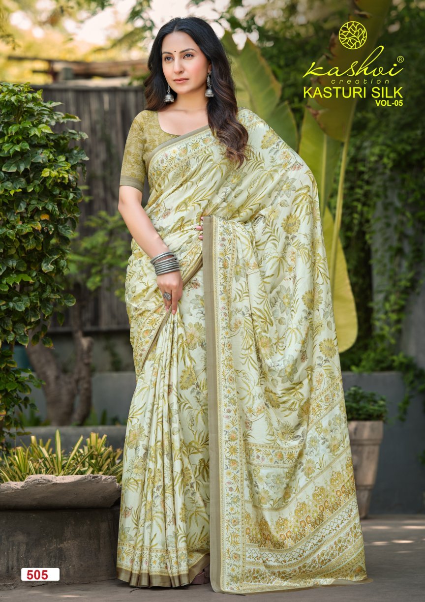 Kasturi Silk Vol 5 Kashvi Creation Sarees Supplier Ahmedabad
