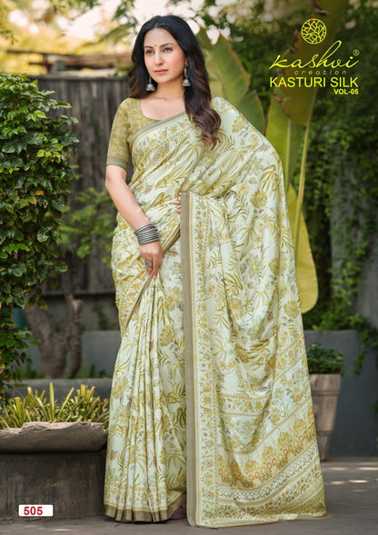 Kasturi Silk Vol 5 Kashvi Creation Sarees Supplier Ahmedabad