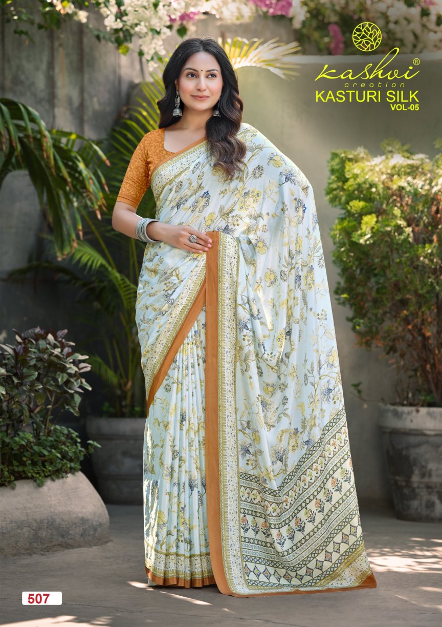 Kasturi Silk Vol 5 Kashvi Creation Sarees Supplier Ahmedabad