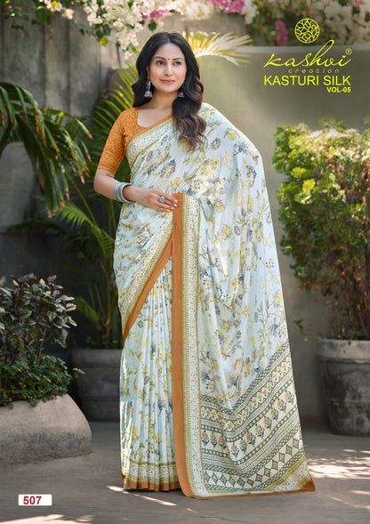 Kasturi Silk Vol 5 Kashvi Creation Sarees Supplier Ahmedabad