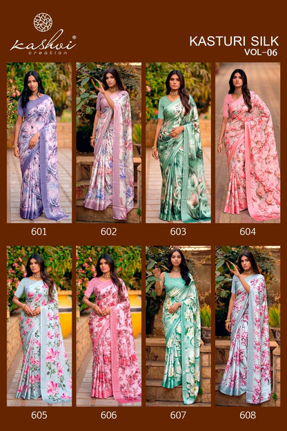 Kasturi Silk Vol 6 Kashvi Creation Sarees Wholesale Rate