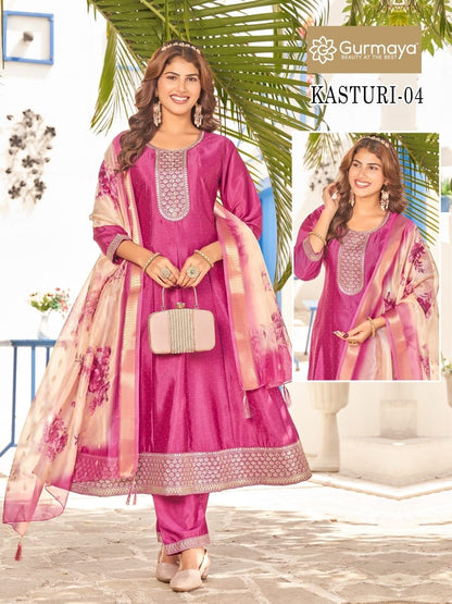 Kasturi Gurmaya Aanchi Silk Readymade Anarkali Suits Exporter
