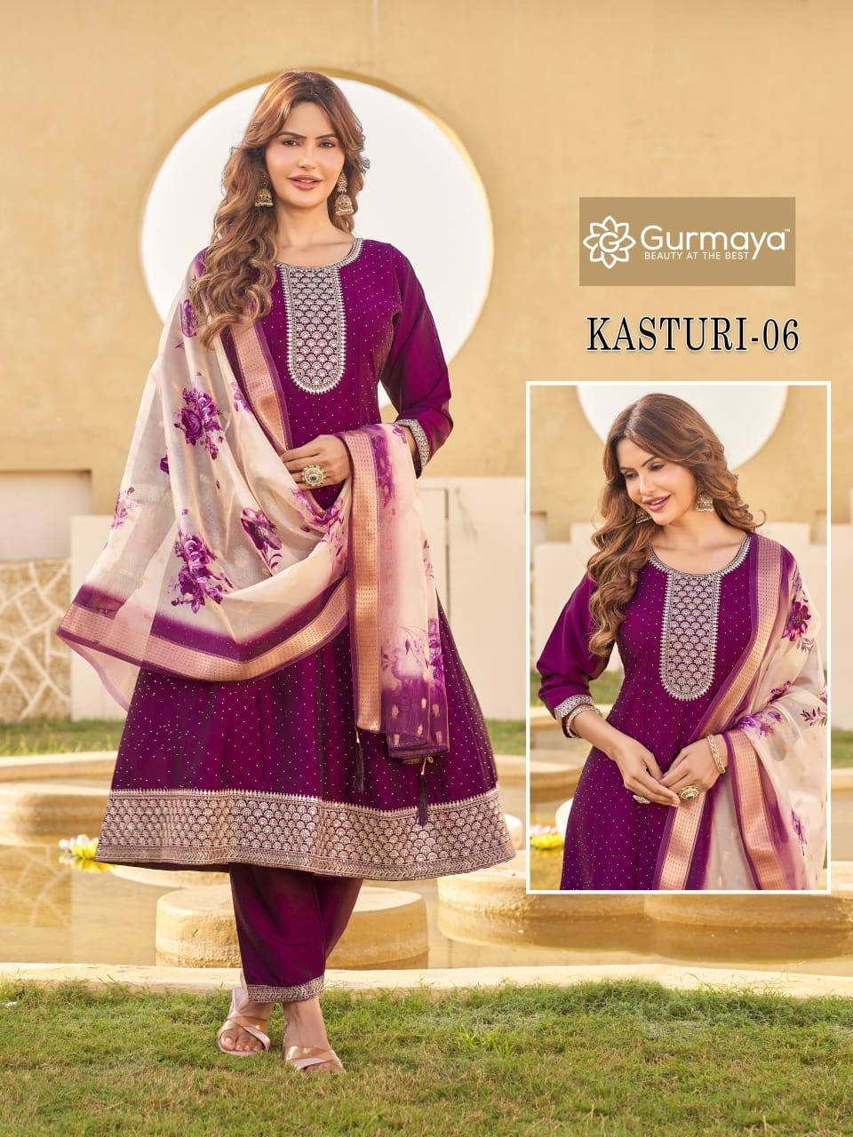 Kasturi Gurmaya Aanchi Silk Readymade Anarkali Suits Exporter