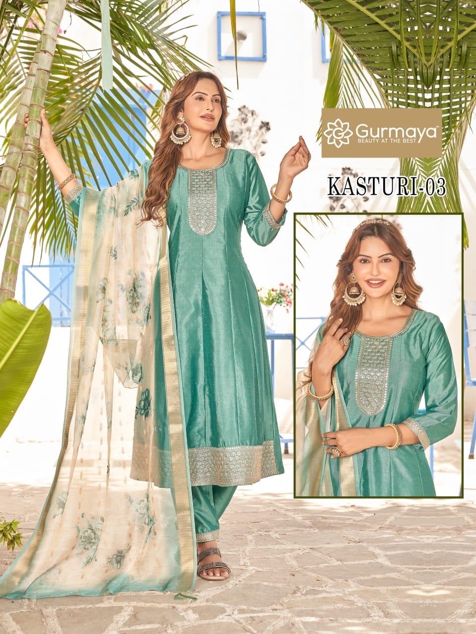 Kasturi Gurmaya Aanchi Silk Readymade Anarkali Suits Exporter