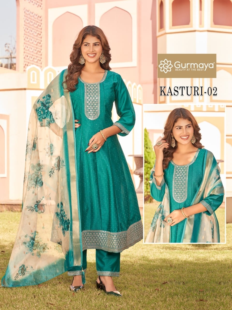 Kasturi Gurmaya Aanchi Silk Readymade Anarkali Suits Exporter