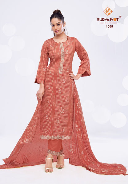 Kasuti Vol 1 Suryajyoti Jaam Satin Pant Style Suits Wholesale Rate
