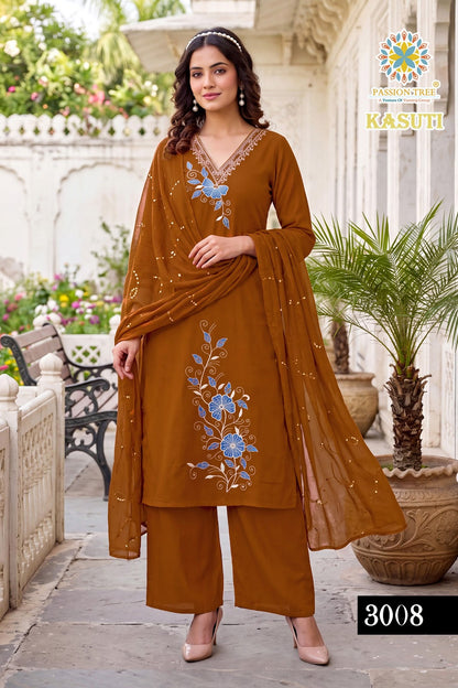 Kasuti Vol 3 Passion Tree Chanderi Readymade Plazzo Style Suits Exporter Ahmedabad