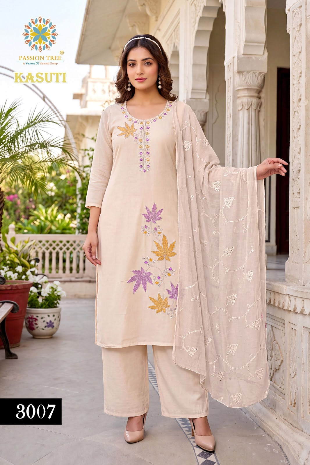 Kasuti Vol 3 Passion Tree Chanderi Readymade Plazzo Style Suits Exporter Ahmedabad
