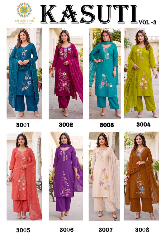 Kasuti Vol 3 Passion Tree Chanderi Readymade Plazzo Style Suits Exporter Ahmedabad
