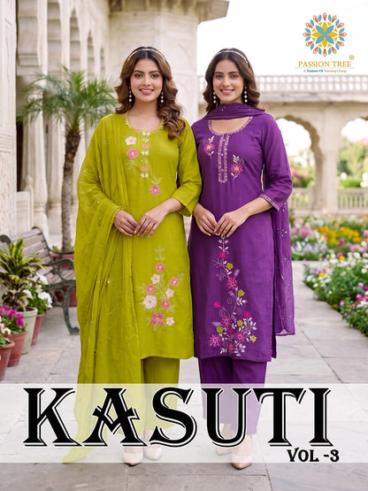 Kasuti Vol 3 Passion Tree Chanderi Readymade Plazzo Style Suits Exporter Ahmedabad