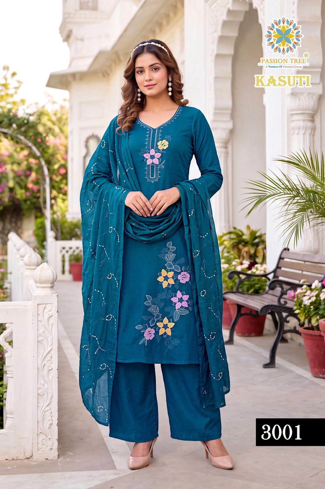 Kasuti Vol 3 Passion Tree Chanderi Readymade Plazzo Style Suits Exporter Ahmedabad