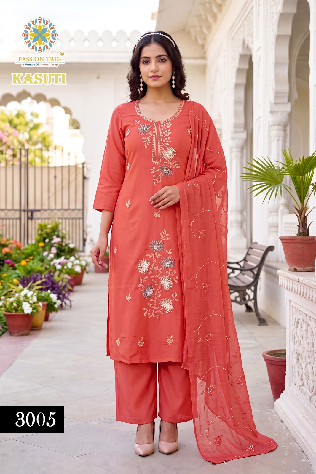 Kasuti Vol 3 Passion Tree Chanderi Readymade Plazzo Style Suits Exporter Ahmedabad