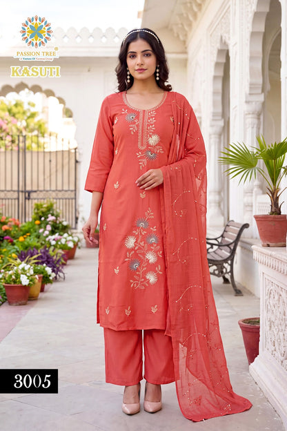 Kasuti Vol 3 Passion Tree Chanderi Readymade Plazzo Style Suits Exporter Ahmedabad