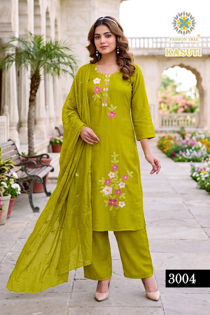 Kasuti Vol 3 Passion Tree Chanderi Readymade Plazzo Style Suits Exporter Ahmedabad