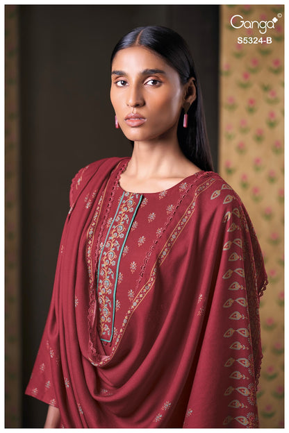 Katerina S5324 Ganga Wool Pashmina Suits Exporter Gujarat