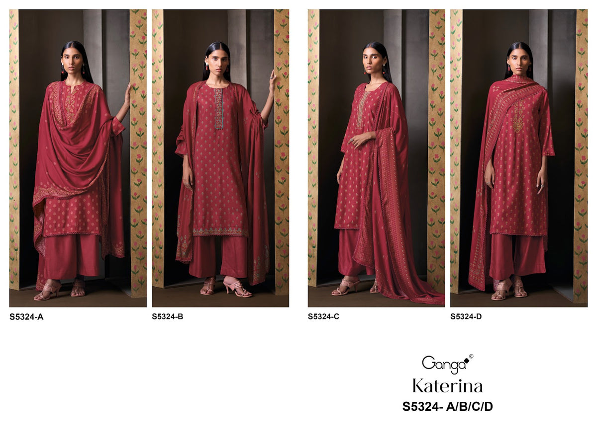 Katerina S5324 Ganga Wool Pashmina Suits Exporter Gujarat