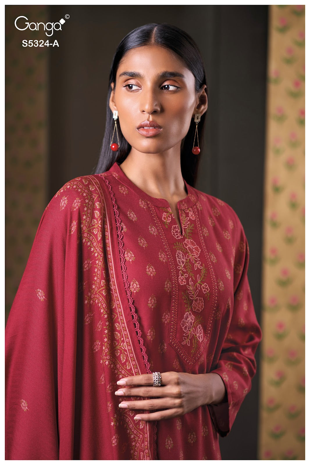 Katerina S5324 Ganga Wool Pashmina Suits Exporter Gujarat