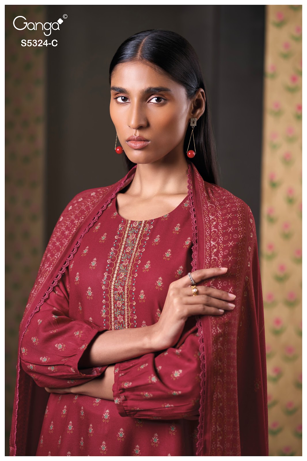 Katerina S5324 Ganga Wool Pashmina Suits Exporter Gujarat