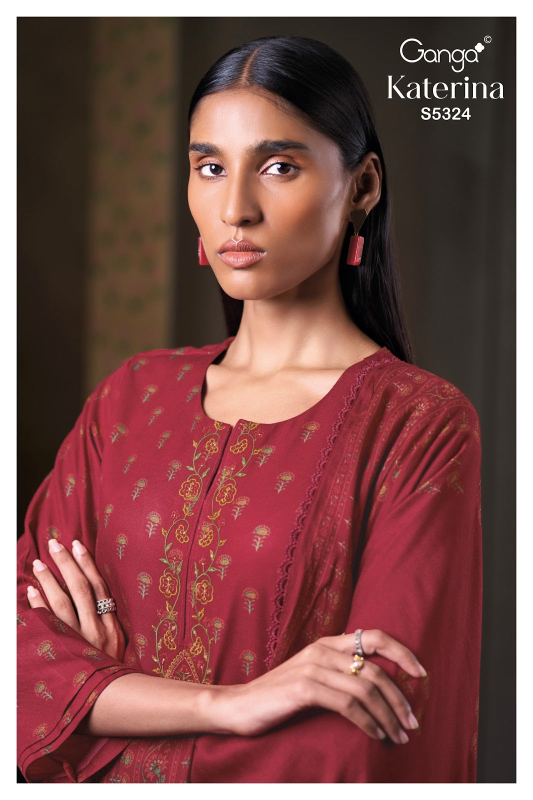 Katerina S5324 Ganga Wool Pashmina Suits Exporter Gujarat
