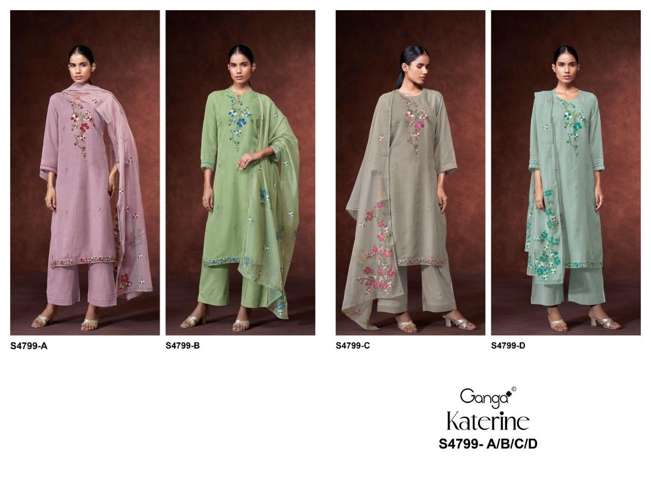 Katerine S4799 Ganga Bemberg Pant Style Suits Exporter India