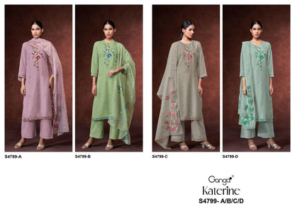 Katerine S4799 Ganga Bemberg Pant Style Suits Exporter India