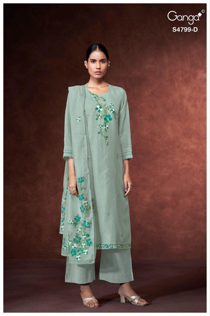 Katerine S4799 Ganga Bemberg Pant Style Suits Exporter India