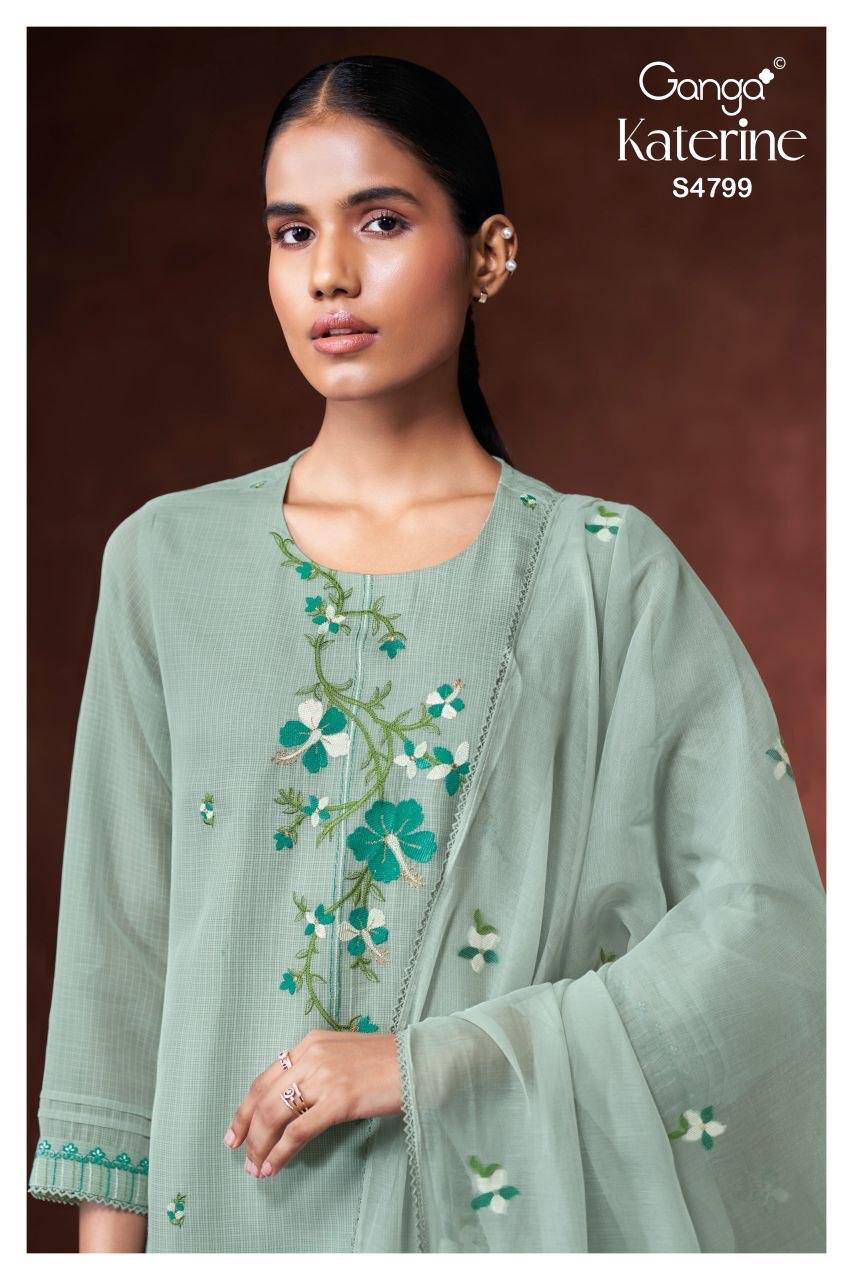 Katerine S4799 Ganga Bemberg Pant Style Suits Exporter India