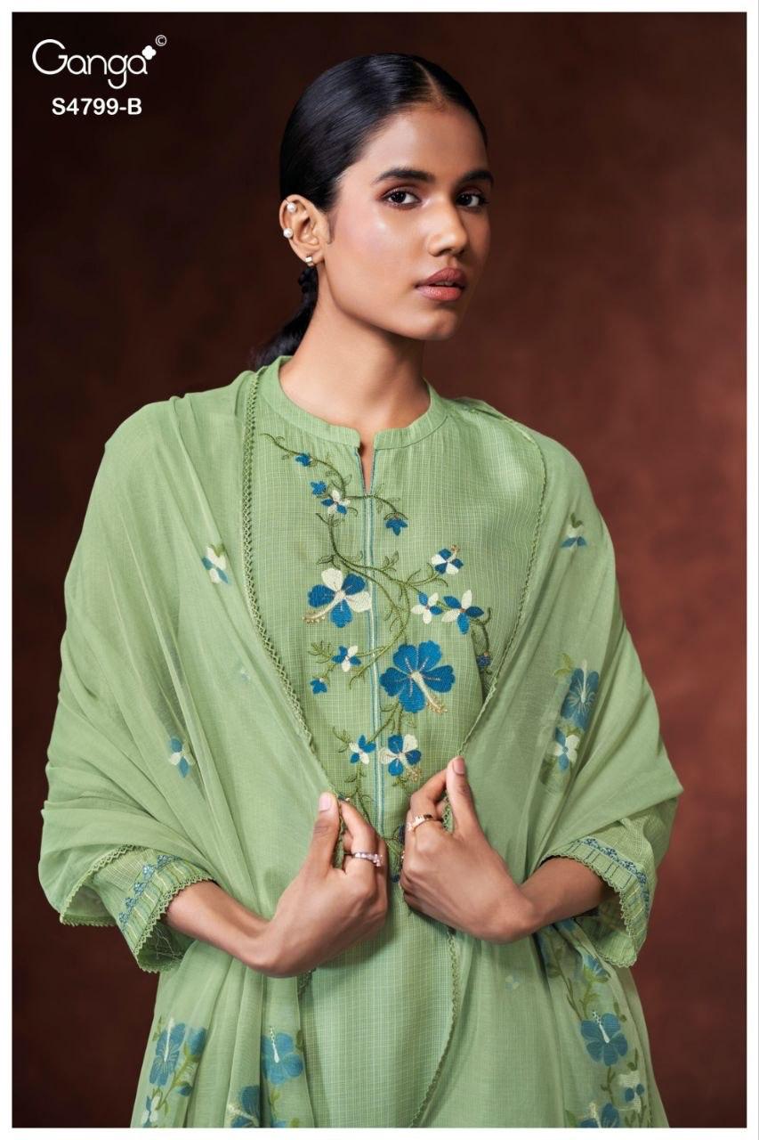 Katerine S4799 Ganga Bemberg Pant Style Suits Exporter India