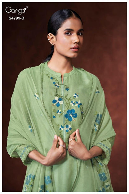 Katerine S4799 Ganga Bemberg Pant Style Suits Exporter India