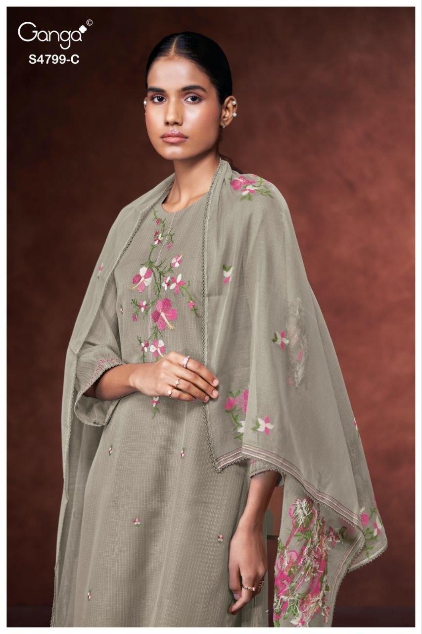 Katerine S4799 Ganga Bemberg Pant Style Suits Exporter India