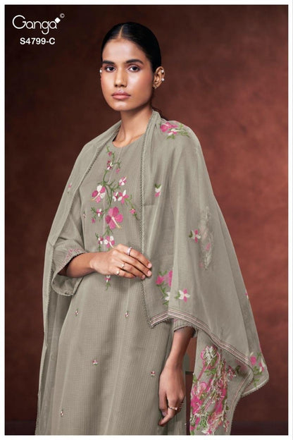 Katerine S4799 Ganga Bemberg Pant Style Suits Exporter India