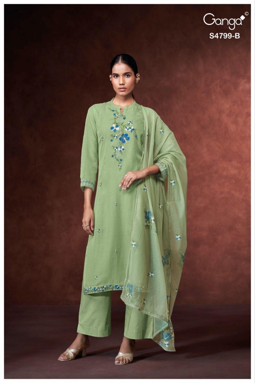 Katerine S4799 Ganga Bemberg Pant Style Suits Exporter India