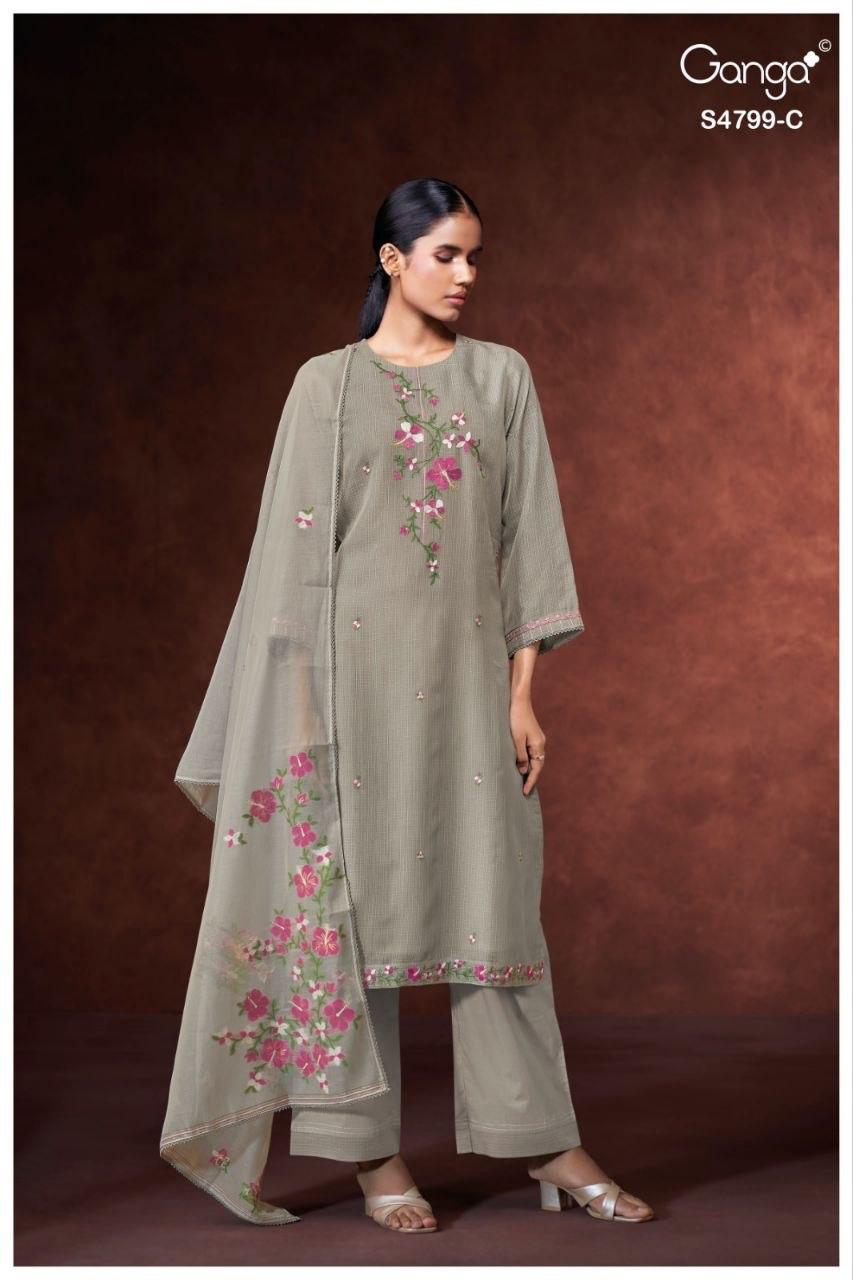 Katerine S4799 Ganga Bemberg Pant Style Suits Exporter India