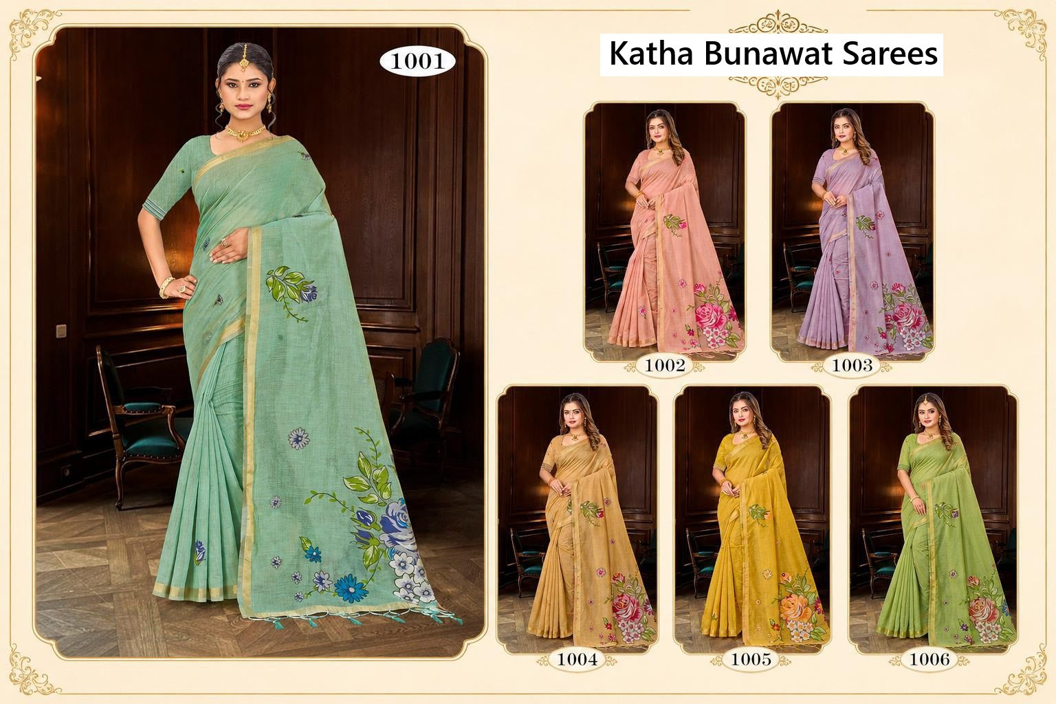 Katha Bunawat Cotton Blend Sarees Supplier India