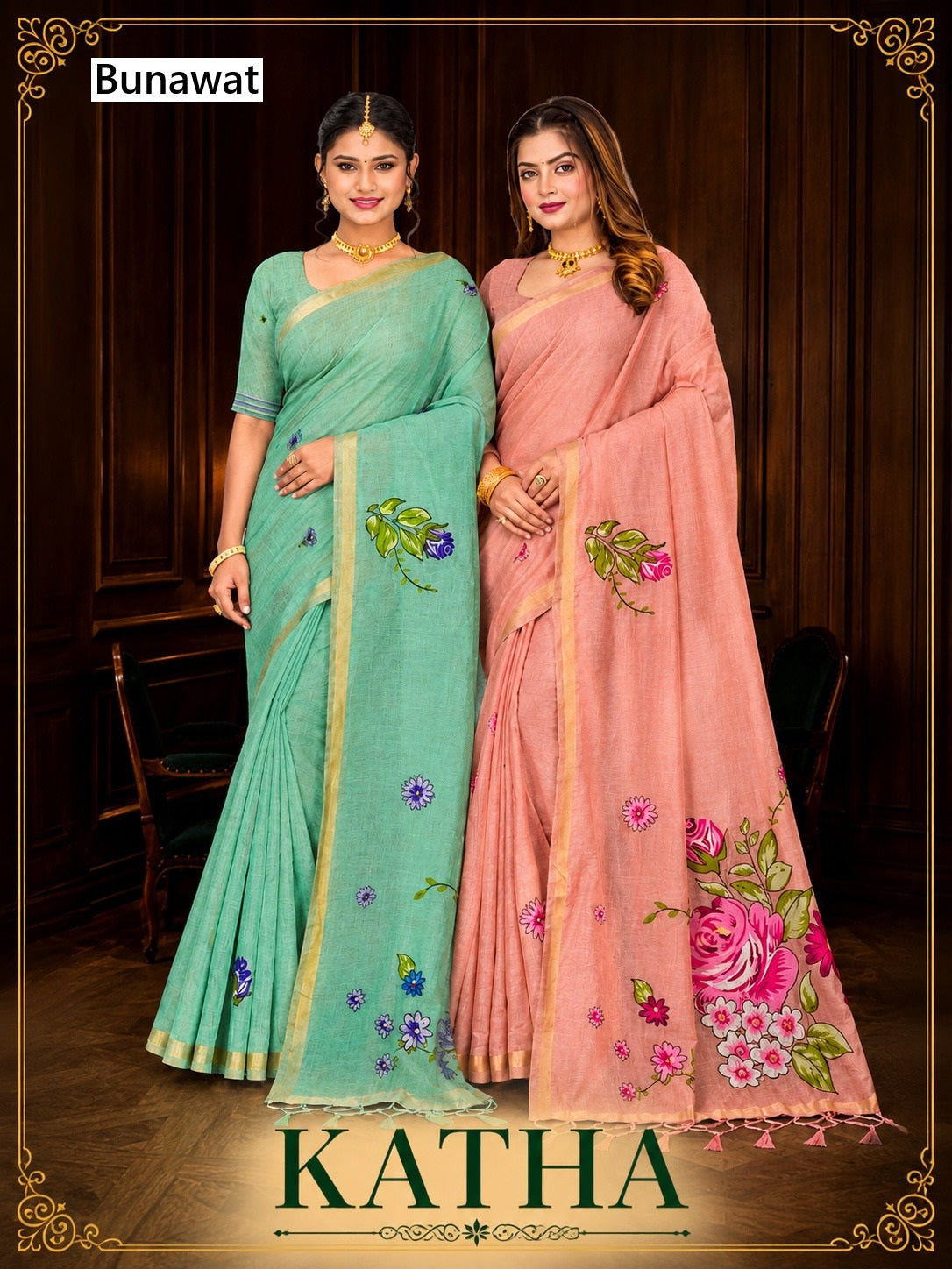 Katha Bunawat Cotton Blend Sarees Supplier India