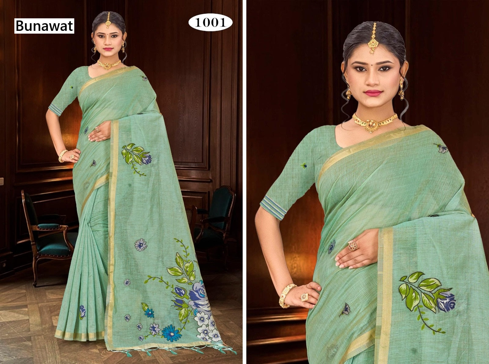 Katha Bunawat Cotton Blend Sarees Supplier India