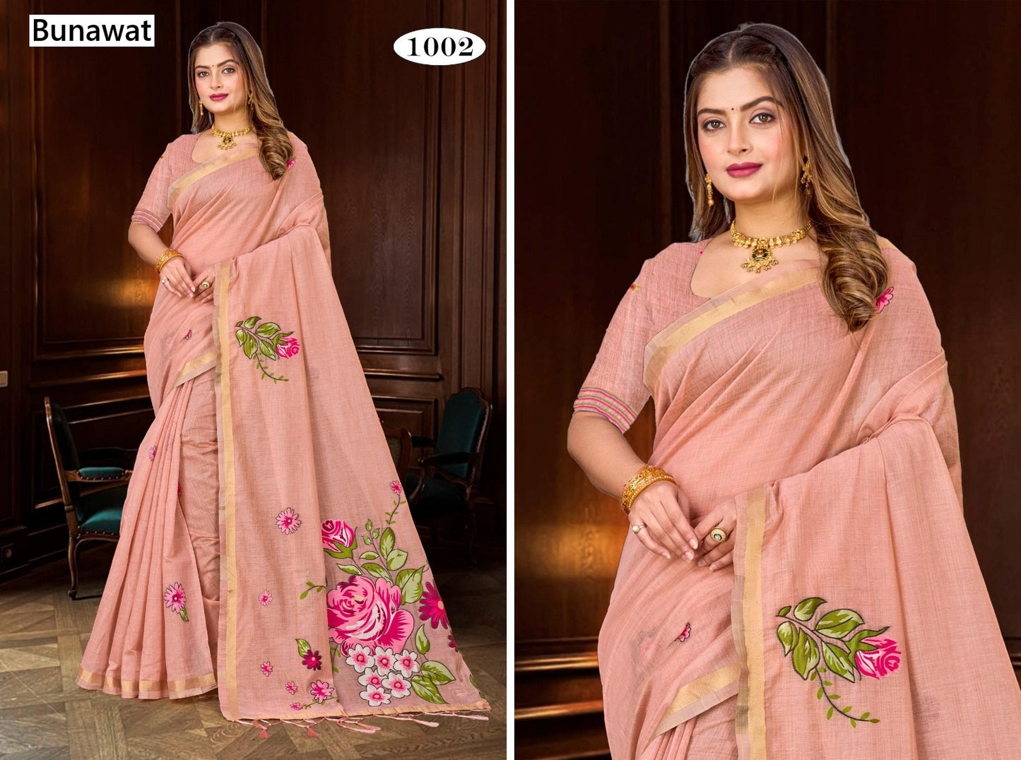 Katha Bunawat Cotton Blend Sarees Supplier India