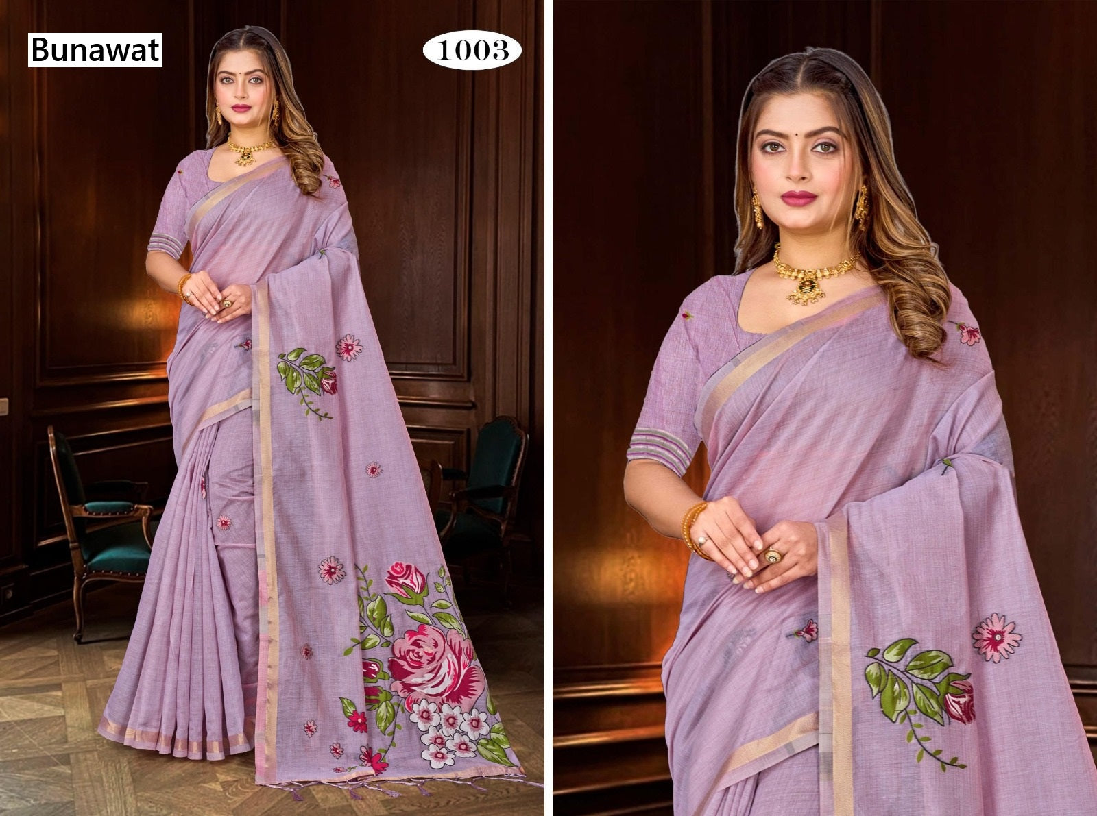 Katha Bunawat Cotton Blend Sarees Supplier India