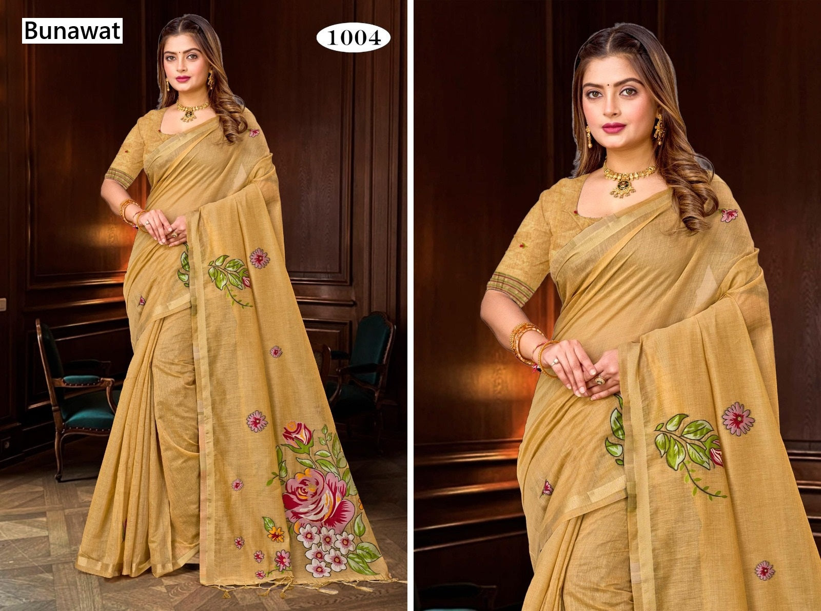 Katha Bunawat Cotton Blend Sarees Supplier India